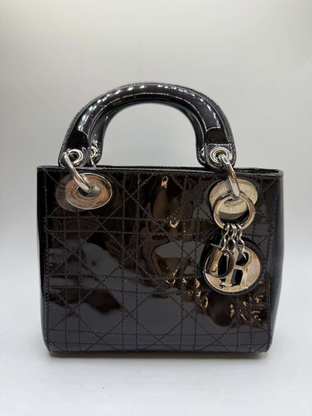 Christian Dior Lady Dior Mini Quilted Bag Burgundy Patent Leather SPB-JB 371673